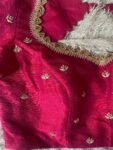 Hand Embroidered Zardosi Silk Blouse: Reddish Pink Maggam Work