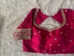 Hand Embroidered Zardosi Silk Blouse: Reddish Pink Maggam Work