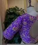Hand Embroidered Silk Bridal Blouse: Purple Zardosi Wedding Crop Top