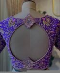 Hand Embroidered Silk Bridal Blouse: Purple Zardosi Wedding Crop Top