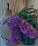 Hand Embroidered Silk Bridal Blouse: Purple Zardosi Wedding Crop Top