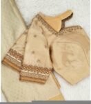 Hand Embroidered Zardosi Silk Blouse: Light Gold Maggam Work
