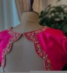 Hand Embroidered Zardosi Silk Blouse: Pink Maggam Work, Size 42