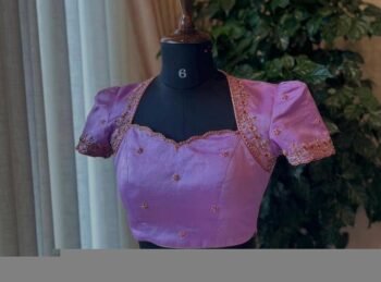 Lavender Hand Embroidered Silk Blouse: Zardosi Maggam Work