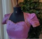 Lavender Hand Embroidered Silk Blouse: Zardosi Maggam Work