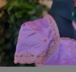 Lavender Hand Embroidered Silk Blouse: Zardosi Maggam Work