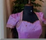 Lavender Hand Embroidered Silk Blouse: Zardosi Maggam Work