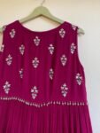 Hand Embroidered Plum Georgette Anarkali Dress: Sleeveless Indian Suit Set