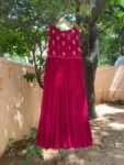 Hand Embroidered Plum Georgette Anarkali Dress: Sleeveless Indian Suit Set
