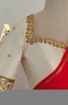 Hand Embroidered Raw Silk Blouse: Cream Zardosi Work, Elbow Sleeves