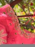 Hand Embroidered Silk Blouse: Light Pink Zardosi Maggam Work
