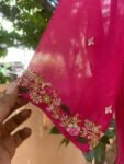 Hand Embroidered Pink Chanderi Silk Anarkali Dress: Indian Party Wedding
