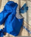 Blue hand embroidery blouse/blue maggam blouse/puff sleeve blouse/hand embroidered blouse/ready made blouse zardosi/blue collar work blouse