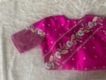 Hand Embroidered Silk Blouse: Pink Zardosi Maggam Work