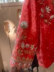 Velvet Zardosi Blouse: Hand Embroidered Cutwork Maggam, Light Orange