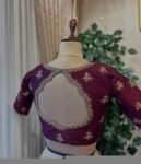 Hand Embroidered Plum Silk Blouse: Zardosi Saree Blouse – Size 42,plus size blouse,handwork blouse,maggam blouse,mix and match blouse USA