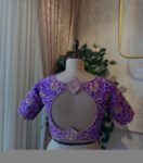 Hand Embroidered Silk Bridal Blouse: Purple Zardosi Wedding Crop Top