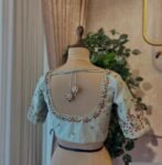Hand Embroidered Raw Silk Blouse: Beige Zardosi Maggam Work, cream maggam blouse, handwork blouse,plus size blouses USA, custom made blouse