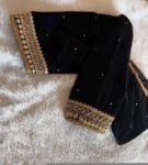 Black Velvet Zardosi Blouse: Hand Embroidered Saree Top,black velvet blouse,mix and match blouse, plus size blouse,blouses usa,black saree