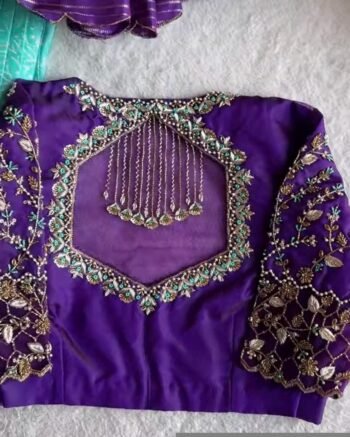 Purple Silk Zardosi Blouse: Hand Embroidered Saree Top