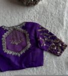 Purple Silk Zardosi Blouse: Hand Embroidered Saree Top
