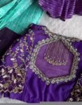 Purple Silk Zardosi Blouse: Hand Embroidered Saree Top