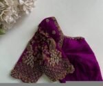 Hand Embroidered Zardosi Silk Blouse: Magenta Pink & Purple Bridal Crop Top