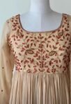 Hand Embroidered Georgette Anarkali Dress: Beige Indian Suit with Dupatta