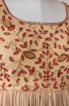 Hand Embroidered Georgette Anarkali Dress: Beige Indian Suit with Dupatta