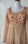 Hand Embroidered Georgette Anarkali Dress: Beige Indian Suit with Dupatta