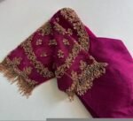 Hand Embroidered Magenta Silk Blouse: Zardosi Wedding Sari Top