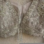 Hand Embroidered Silver Tissue Silk Blouse: Zardosi Maggam Work,silver tissue blouse,handwork blouse,maggam work blouse,silver saree blouse,