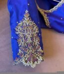 Hand Embroidered Royal Blue Silk Blouse: Zardosi Maggam Work