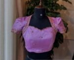 Lavender Hand Embroidered Silk Blouse: Zardosi Maggam Work