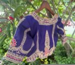 Hand Embroidered Silk Saree Blouse: Pink Zardosi Maggam Work