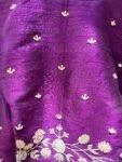 Hand Embroidered Silk Saree Blouse: Purple Zardosi High Neck