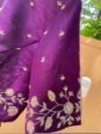 Hand Embroidered Silk Saree Blouse: Purple Zardosi High Neck