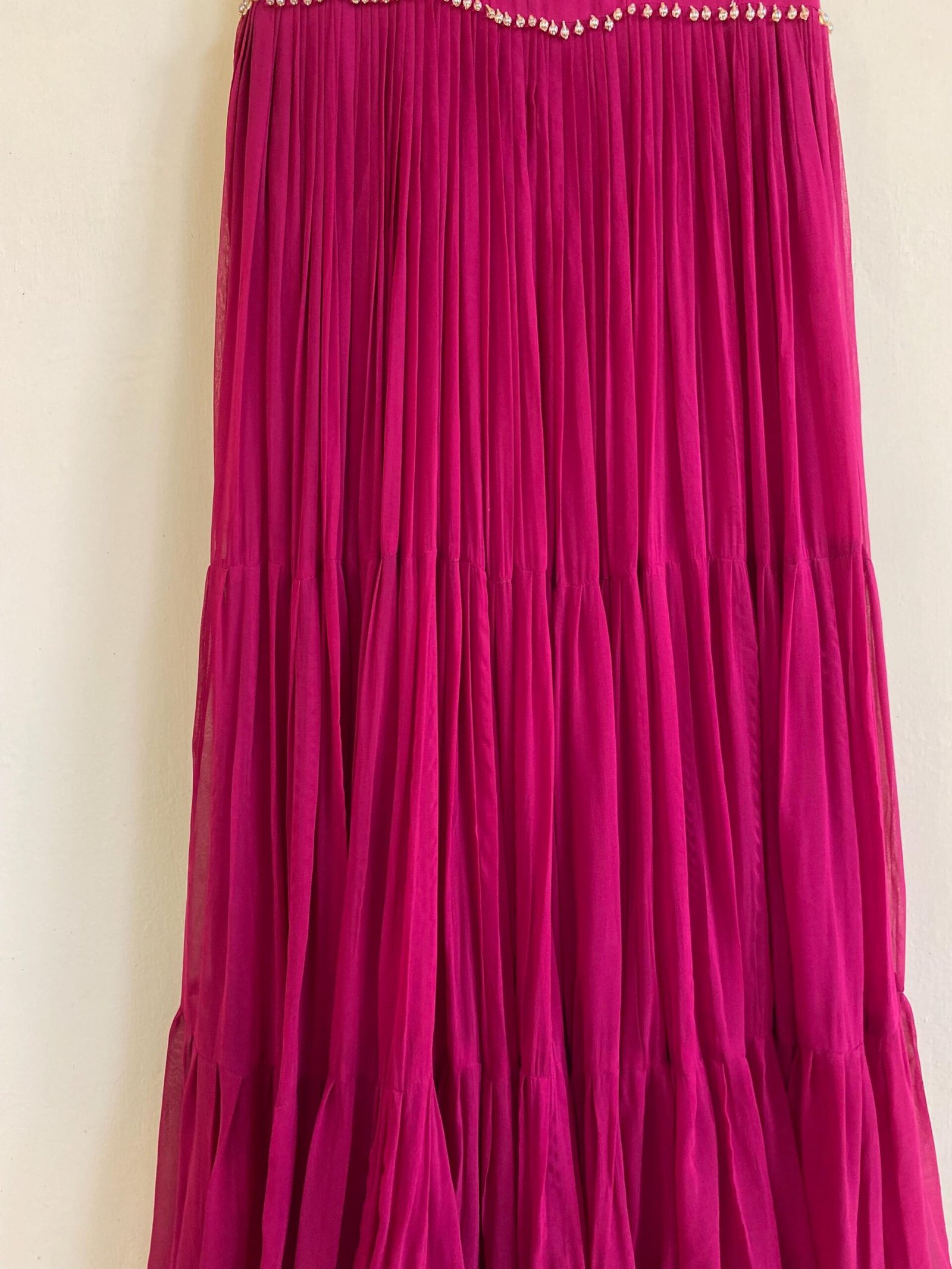 Hand Embroidered Plum Georgette Anarkali Dress: Sleeveless Indian Suit Set