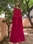 Hand Embroidered Plum Georgette Anarkali Dress: Sleeveless Indian Suit Set