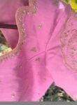 Hand Embroidered Silk Blouse: Light Pink Zardosi Maggam Work