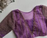 Lavender Hand Embroidered Silk Blouse: Zardosi Maggam Work