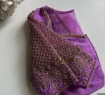 Lavender Hand Embroidered Silk Blouse: Zardosi Maggam Work