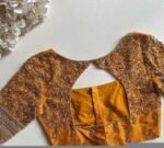 Hand Embroidered Zardosi Silk Blouse: Mustard Yellow Maggam Work