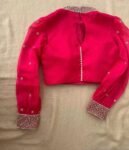 Pink Hand Embroidered Zardosi Silk Blouse: Maggam Work, Full Sleeve