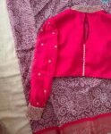Pink Hand Embroidered Zardosi Silk Blouse: Maggam Work, Full Sleeve