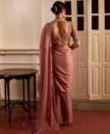 Dusty Pink Hand Embroidered Silk Saree with Organza Blouse