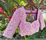 Lavender Silk Bridal Blouse: Hand Embroidered Zardosi Maggam Work