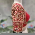 Red Silk Bridal Blouse: Hand Embroidered Zardosi Wedding Crop Top, bridal saree blouse,handwork blouse,bridal wedding blouse,Indian blouses