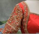 Red Silk Bridal Blouse: Hand Embroidered Zardosi Wedding Crop Top, bridal saree blouse,handwork blouse,bridal wedding blouse,Indian blouses