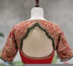 Red Silk Bridal Blouse: Hand Embroidered Zardosi Wedding Crop Top, bridal saree blouse,handwork blouse,bridal wedding blouse,Indian blouses